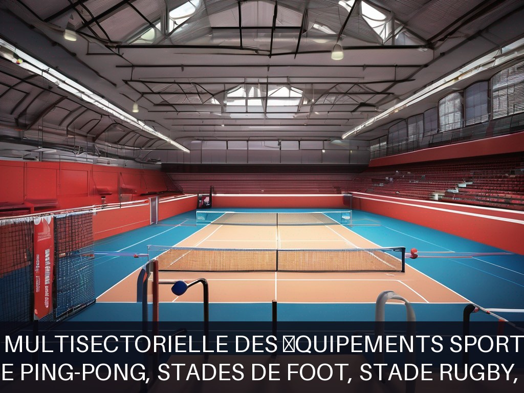 Illustration pour Maison pour tous, bâtiments sportifs (gymnase, salle de boxe, salle de ping-pong, stades de foot, stade rugby, piscine), aires de jeux et mobilier urb